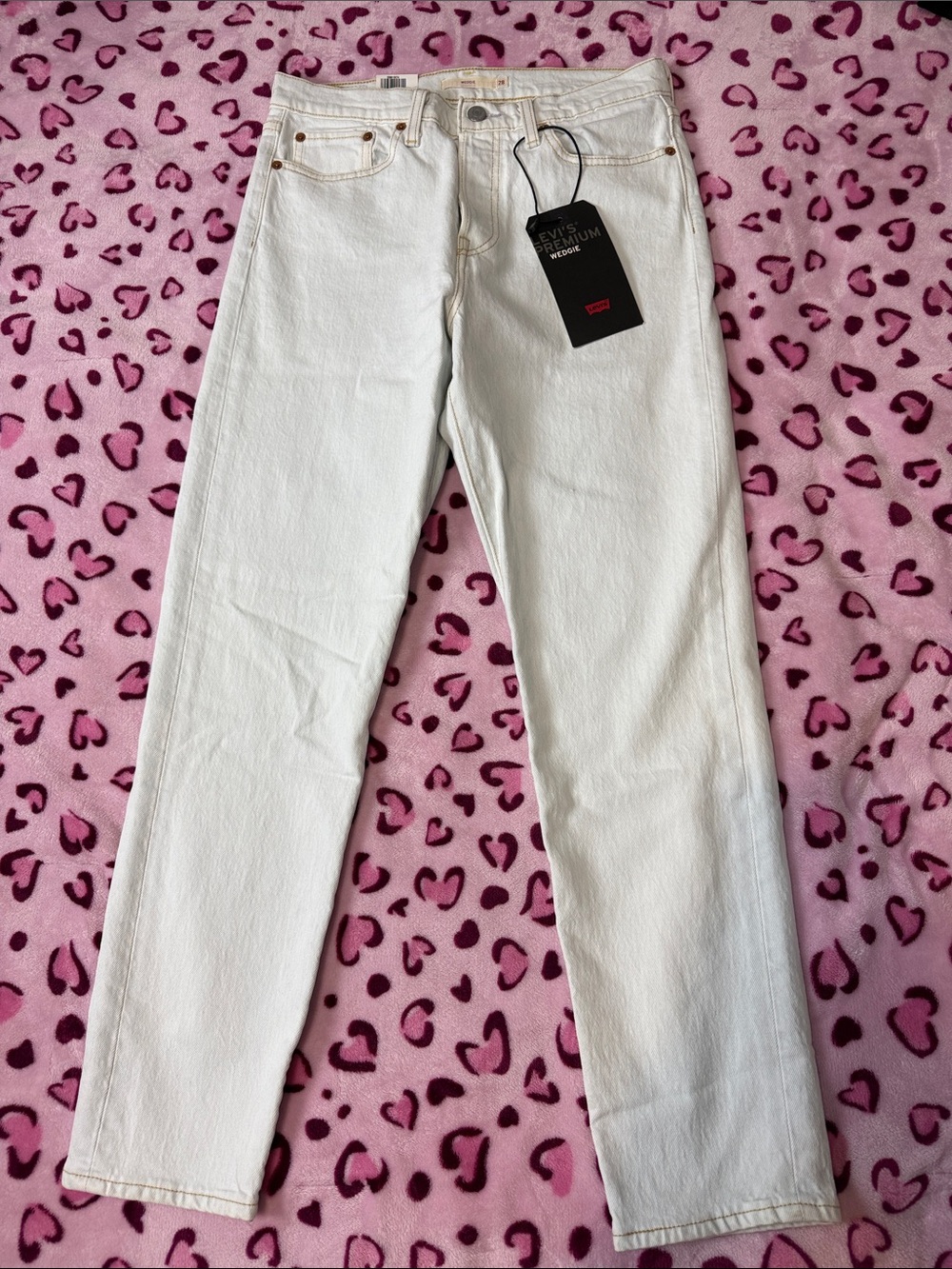 Levi’s Premium Women’s White Denim Jeans High Rise Button Fly size 28
